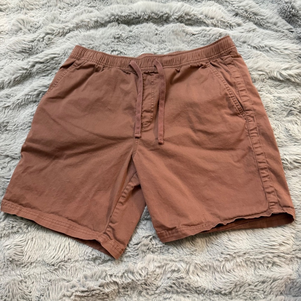Katin Mens Brown Elastic Waist Drawstring Chino Shorts Size Medium
